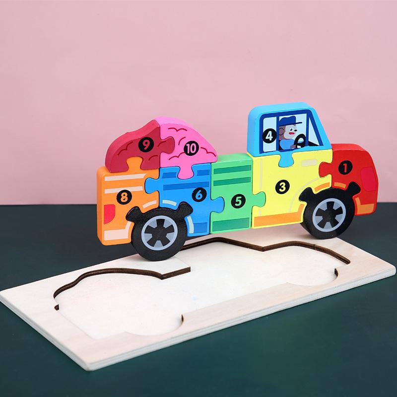3D Wooden Puzzle Blocks for Early Education: Fun Assembly Toys for Boys & Girls Aged 1-3