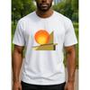 European Size Minimalist Geometric Abstract Prints Interpret a Serene and Powerful Inner Order. Men's Printed Short-sleeved , Commuting Printed Shirts