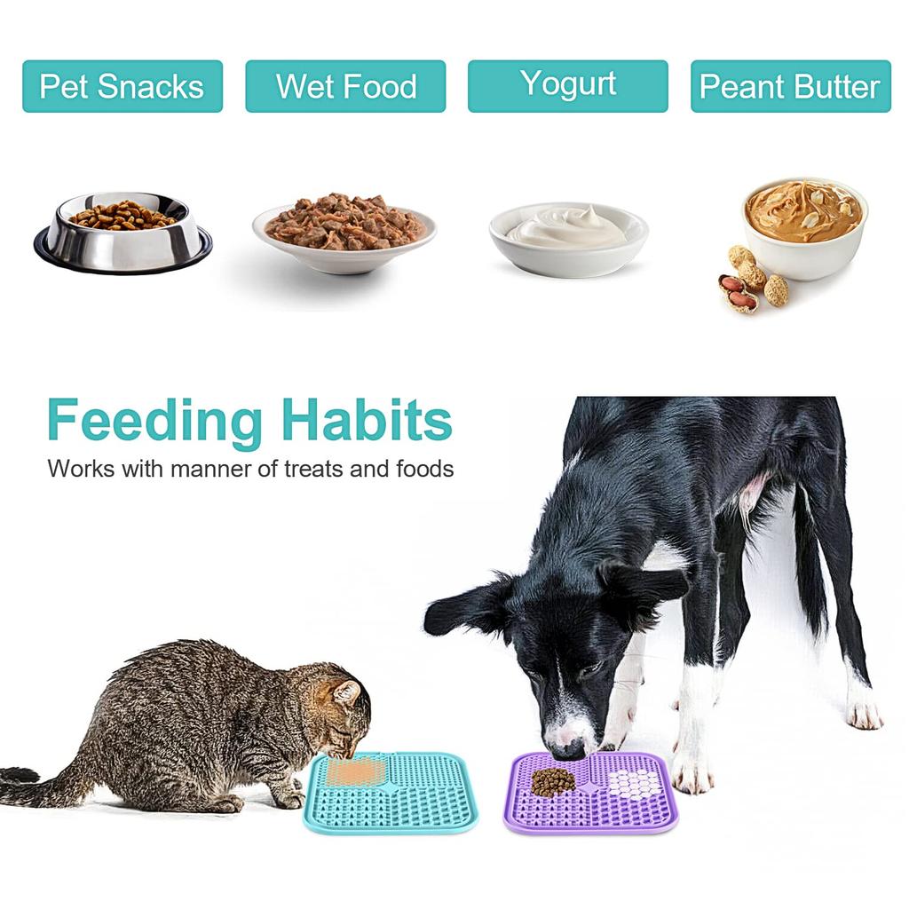 Food Safe BPA Free Easy Clean Silicone Lick Mat for Dogs and Cats Slower Feeder Pet Lick Mat