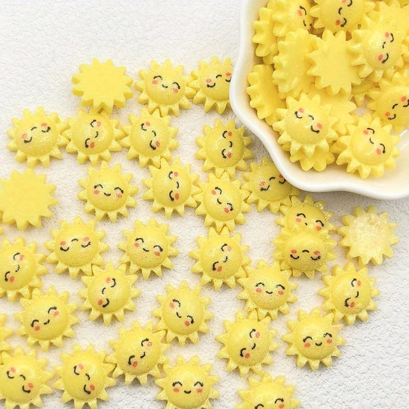 [12pcs Sunflower Pendant in Various Colors] 12pcs Sunflower Resin Pendant, Flat Back Decoration for DIY Crafts, Jewelry Making,