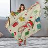 Cute Dog Christmas Throw Blanket Cozy Flannel Pet Holiday Festive Reversible Warm Soft Bedspread Couch Cover Gift Home Decor