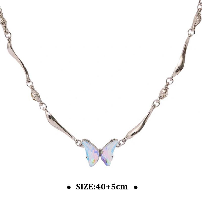 Skinnende Statement Sommerfugl Anheng Halskjeder For Kvinner Jenter Fargerike Utsøkte Kragebenskjede Smykketilbehør Gaver