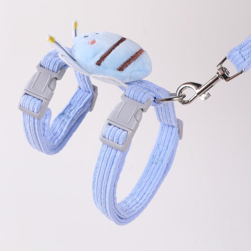 Breathable Cartoon Little Bee Cat & Dog Harness with Leash