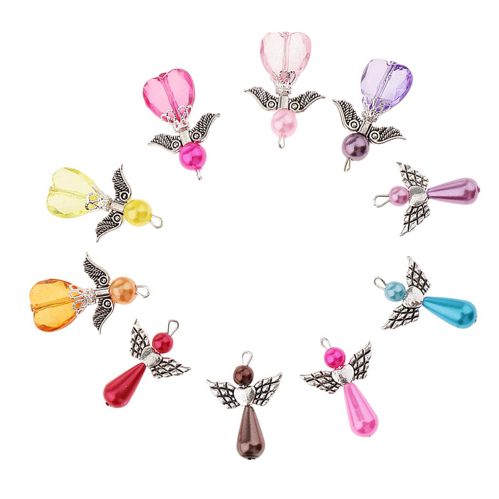 60 Pieces Mixed Silver Angel Butterfly Charms Pendants Faceted Beads