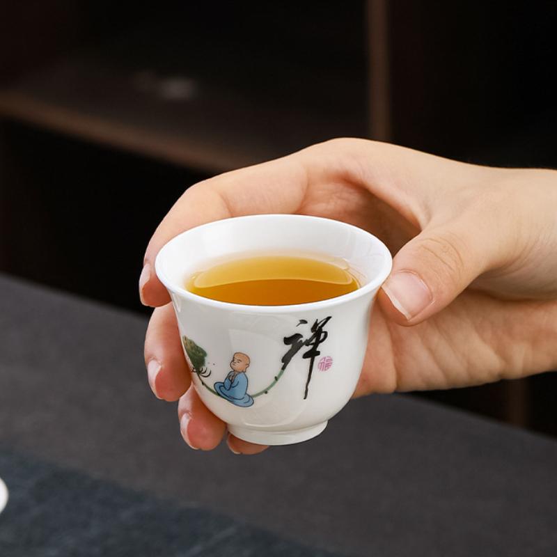 Exquisite White porcelain kungfu tea cup 1pcs,Chinese Teacup Sets teaware China tea cup set,Travel Tea Bowl Kung Fu Tea Set