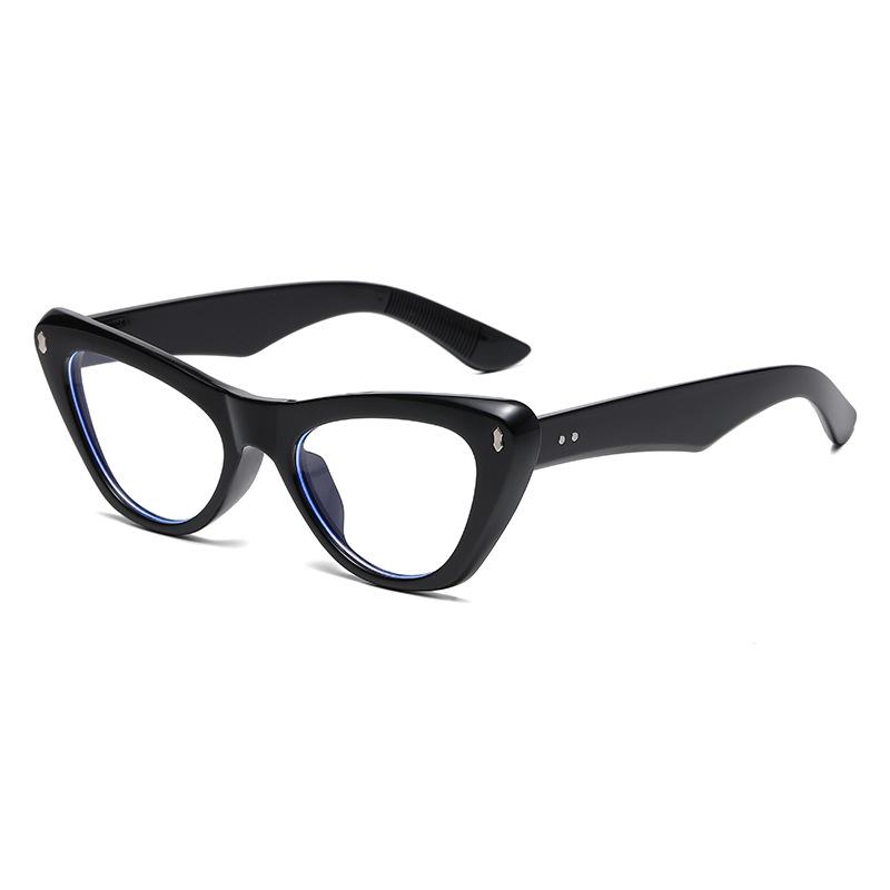 4702 Personalized Cat'S Eye Retro Sunglasses 2024 Fashionable Rice Nails Plain And Thin Glasses, Fashionable Street Sunglasses