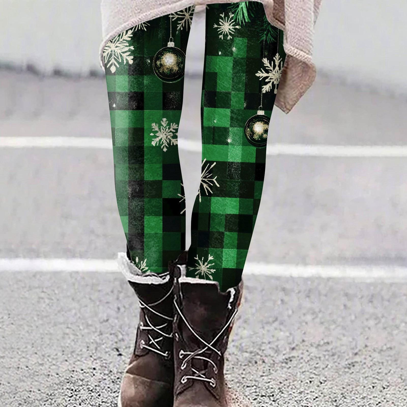 

Женские повседневные уличные брюки с рождественским узором, облегающие эластичные укороченные брюки для йоги XXL темно-зеленого