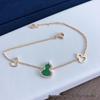 Sterling Silver Gourd Necklace & Bracelet Set with White Mother of Pearl, Red Agate, 18k Rose Gold Qilin Fu Lu Pendant On Clavicle Chain.