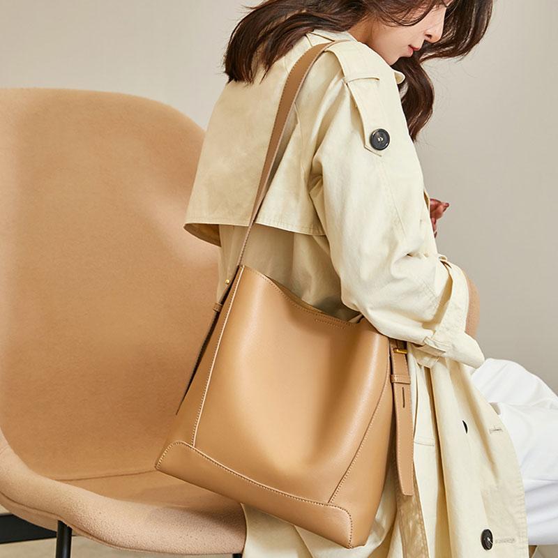 2026 New Women Bucket Bag Fashi Trend Genuine Leather Women's Shoulder Bag Luxury Designer Crossbody Bags Cowhide Handbags