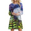 Tie Dye Gradient Print Dress Women Plant Flowers Long Sleeve Loose Dress Autumn Winter Casual Oversized Clothing Female Vestidos