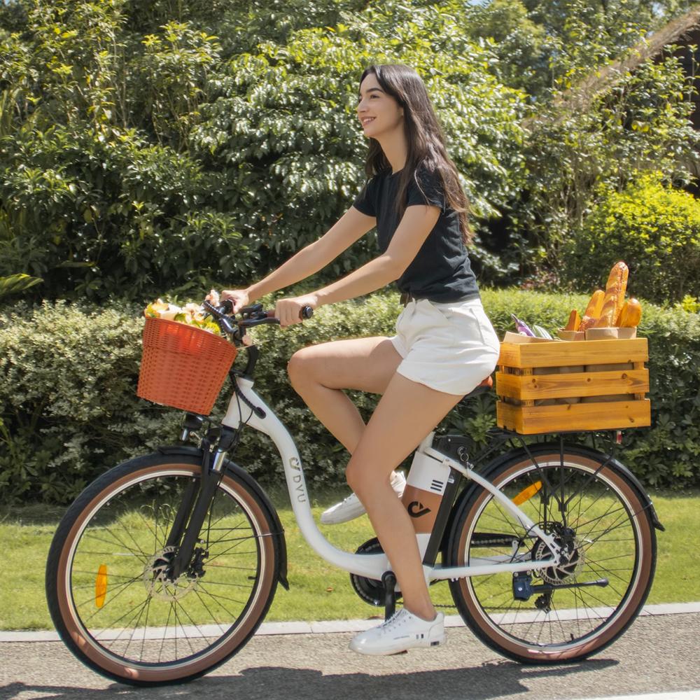 Electric Bike DYU C6 Pro 26" 250W Motor 15.6AH Max Range 80Km Load 120Kg White