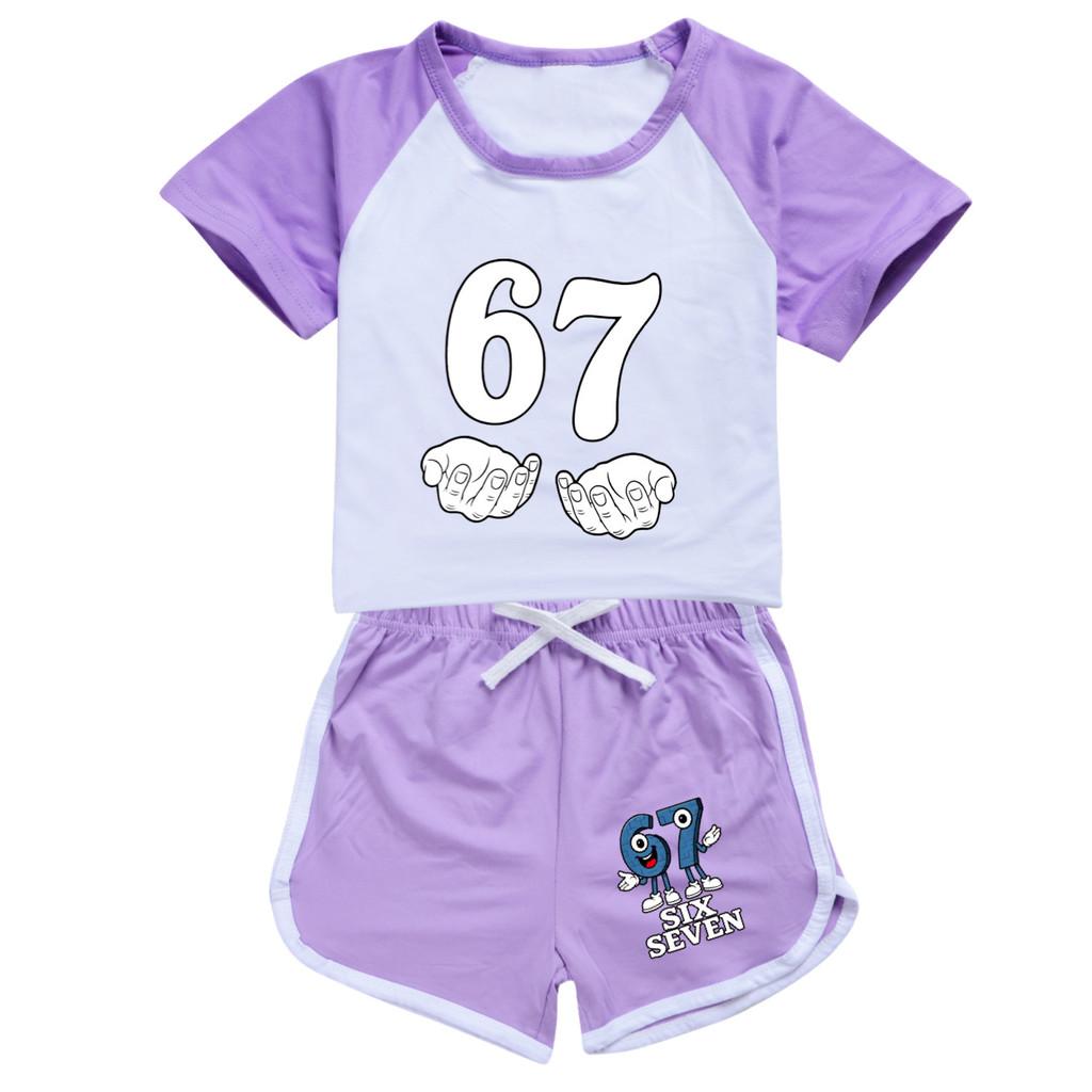 5391 Kids Boys Girls Steal a Brainrot 67 Printed Top Pants Casual Sport Tracksuit Clothes Set