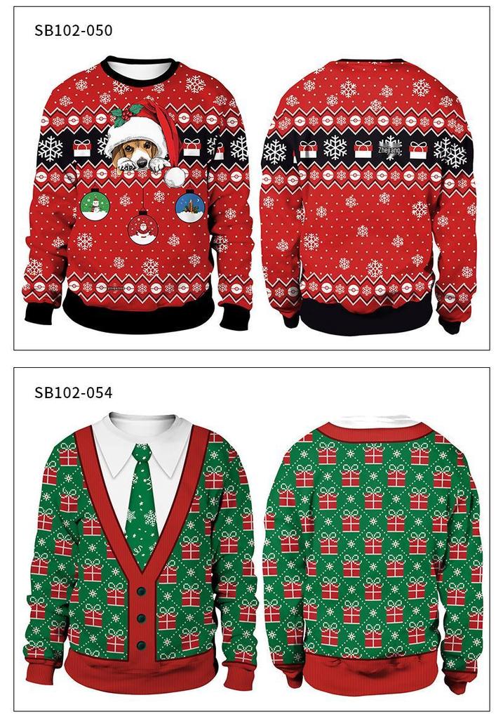 2024 Spring Animal Print Christmas Couple Hoodie - New Arrival, Round Neck Pullover