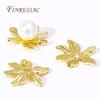 End Caps For Jewelry 18K Gold Plated Brass Flower Caps Beads Caps DIY Jewelry Making Supplies Earrings Accessories For Women