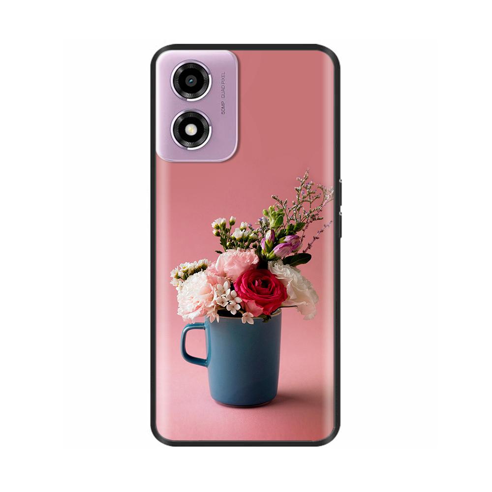 Für Motorola Moto E14 Hülle Niedliche Bemalte Weiche Schwarze Silikonhülle 6,56'' Stoßfeste Handyhülle Für Motorola E14 E 14 MotoE14 Taschen