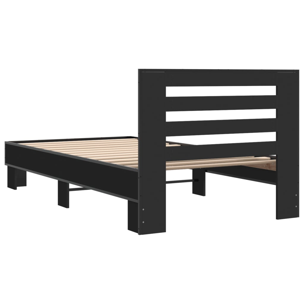 Bed Frame Black 75 x 190 cm Particleboard and Metal
