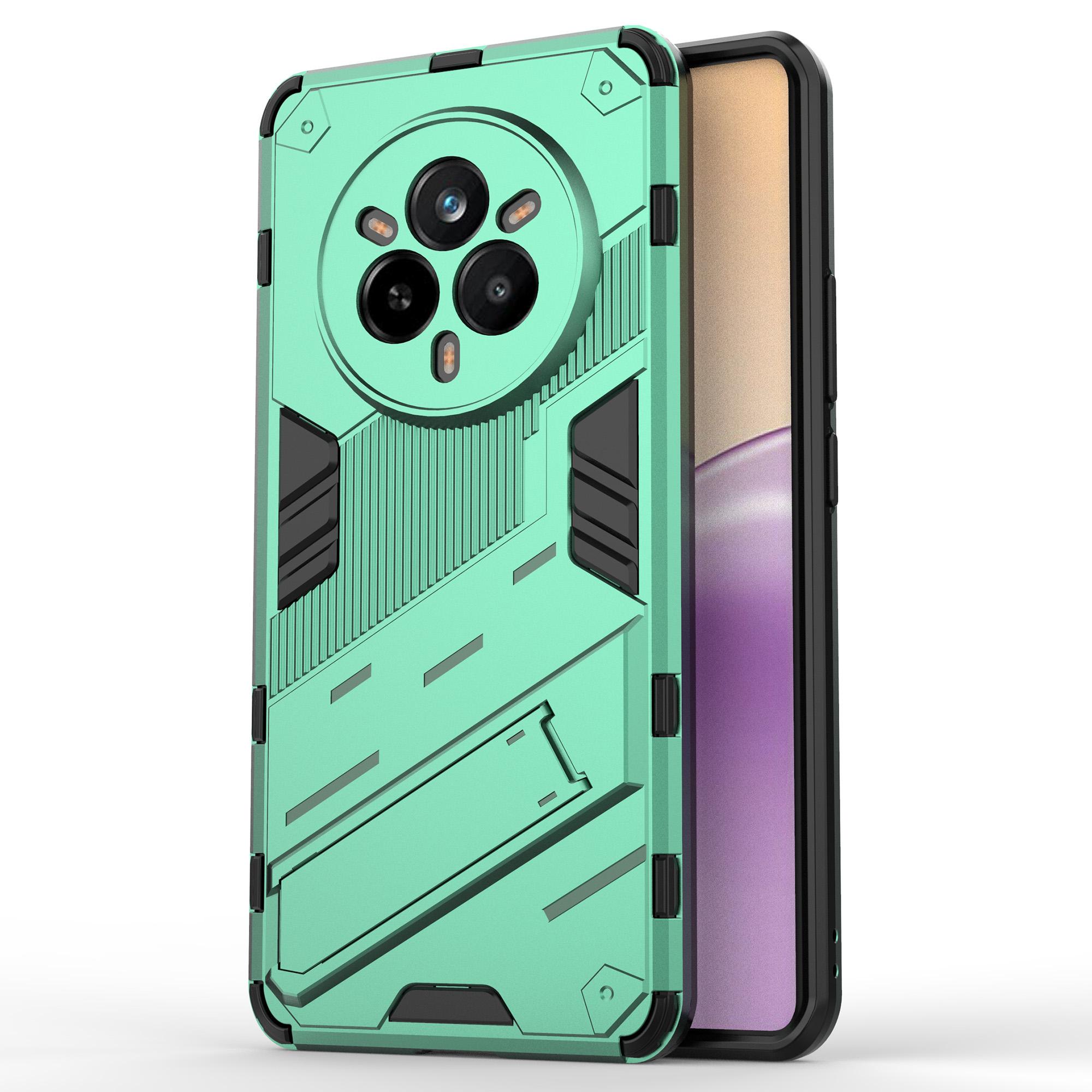 

For Realme 14 Pro 5G Case PC+TPU Shockproof Phone Cover with Kickstand Green