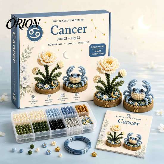 Relaxing Stress Relief Art Kits 12 Zodiac Signs DIY Beaded Garden Kit, 3D Astrology Flower Craft Plastic Ornament Crafting Materials Handmade Bead Kit