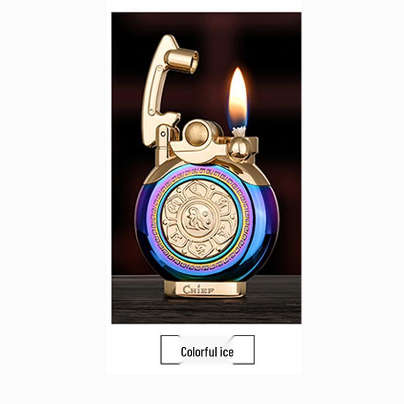 Leader CHIEF Automatic Ejection Windproof Kerosene Lighter - Creative Rocker Design for Personality and Decompression.
