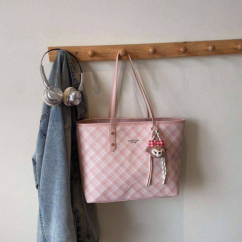 New women's bag commuting to work large capacity new retro fashion plaid commuting shoulder tote bag