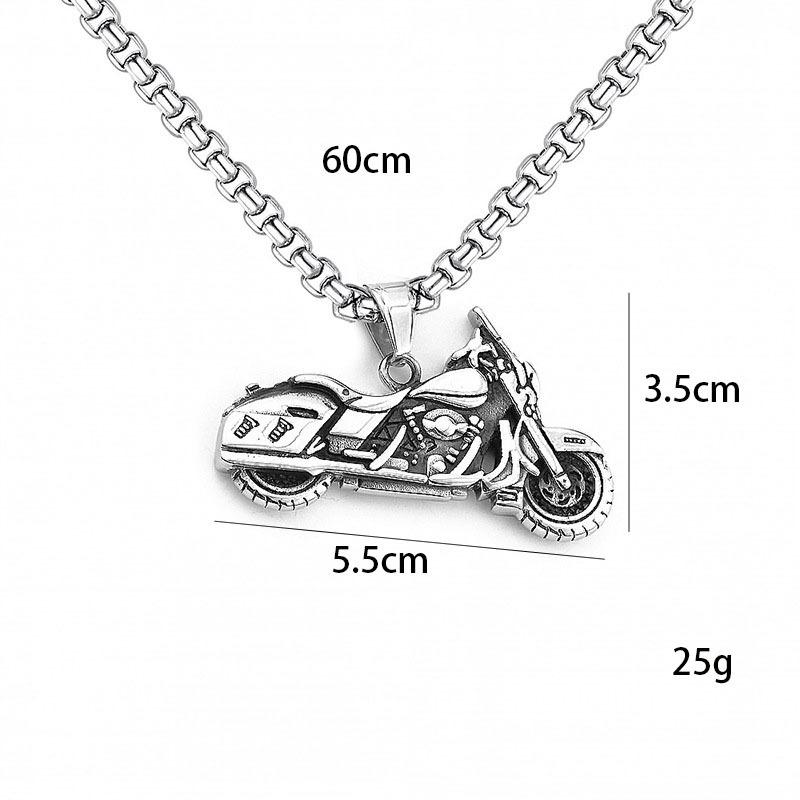 European and American Jewelry Titanium Steel Motorcycle Pendant Necklace Trendy Men's Retro Pendant