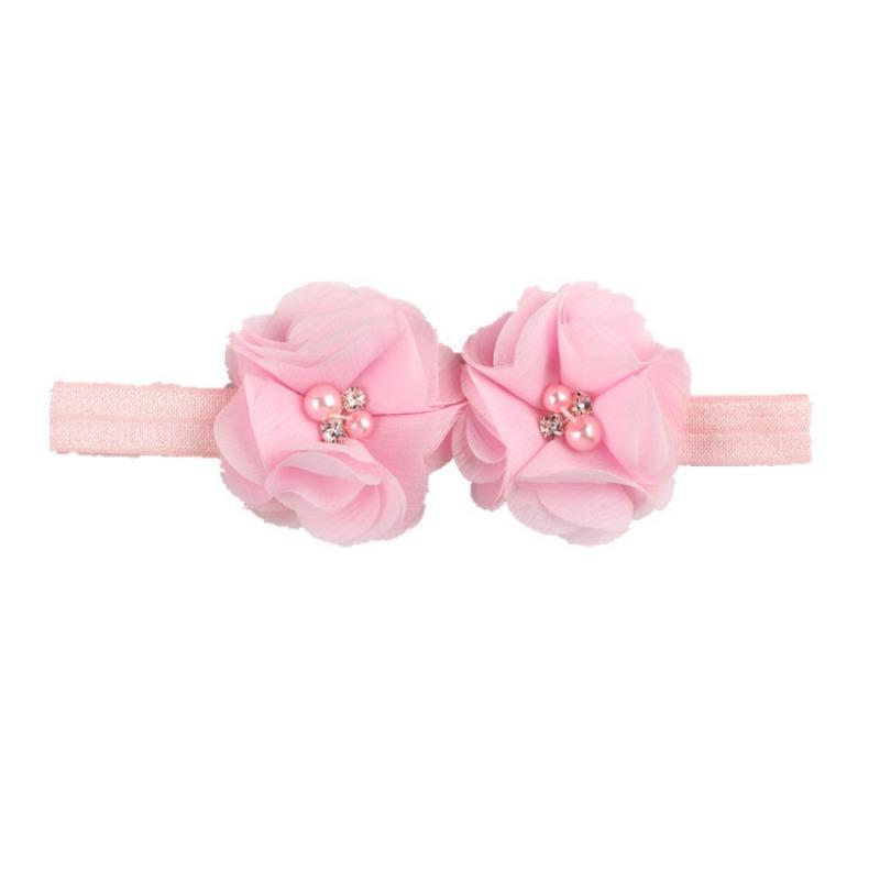 Solid Color Baby Headband, Flower Chiffon Rhinestone Floral Headband, Children's Flower Headband Hair Accessories