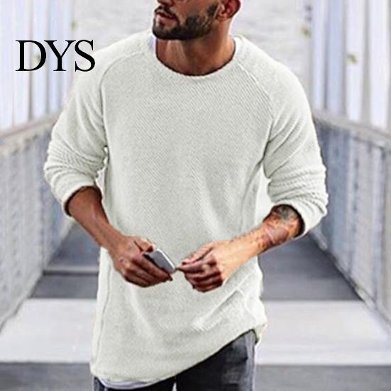 Winter Sweater Men's Solid Color Knitted Loose Pullover Thermal Men for Autumn Long