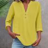 Women's Fashion Solid Color Three-quarter Sleeve Stand Collar Casual Pullover Shirt