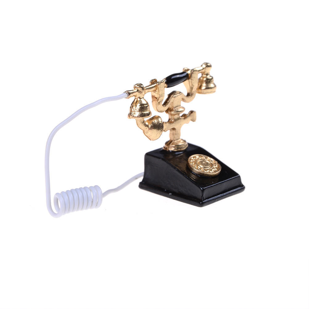 

1PCS Hot Sale 1/12 Doll House Furniture Miniature Retro Phone Vintage Telephone for Doll House Accessories 5 Colors 1:12 чёрный