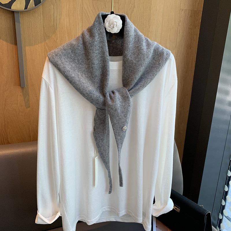 100% Wool Knitted Triangular Scarf Women Winter Warm Pashmina Headscarf Shawl Sold Color Neckerchief Kerchief Hijab Collar