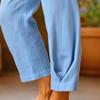 Women Pants Mid-rise Elastic Waist Solid Color Casual Trousers with Pockets Loose Fit Leisure