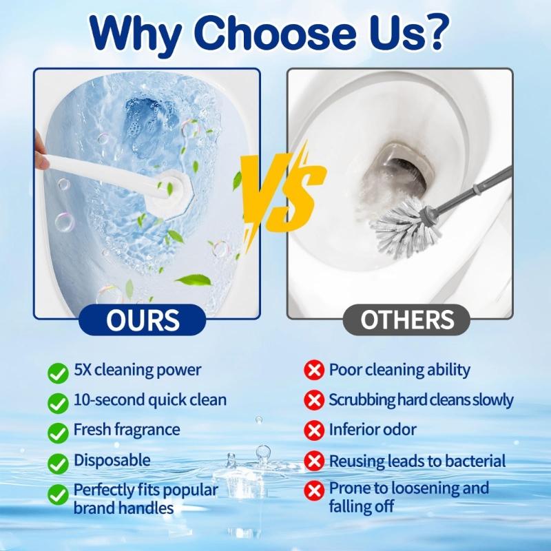 Disposable Toilet Bowl Cleaning Brush Long Handle Toilet Bowl Brush with Replaceable Brush Head Toilet Cleaning Tool