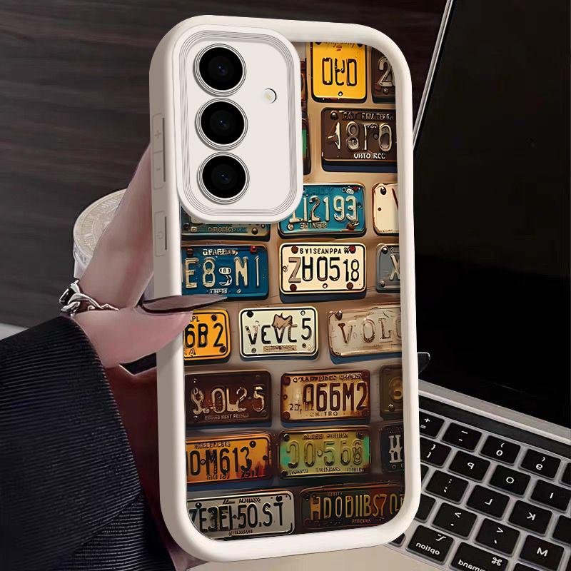 Nummernschild Druck Stoßfestes Mattes Case Für Samsung S25 Ultra S24 FE S23 A56 A36 A16 A15 A55 A35 Objektivschutz TPU Weiche Silikon Handyhülle
