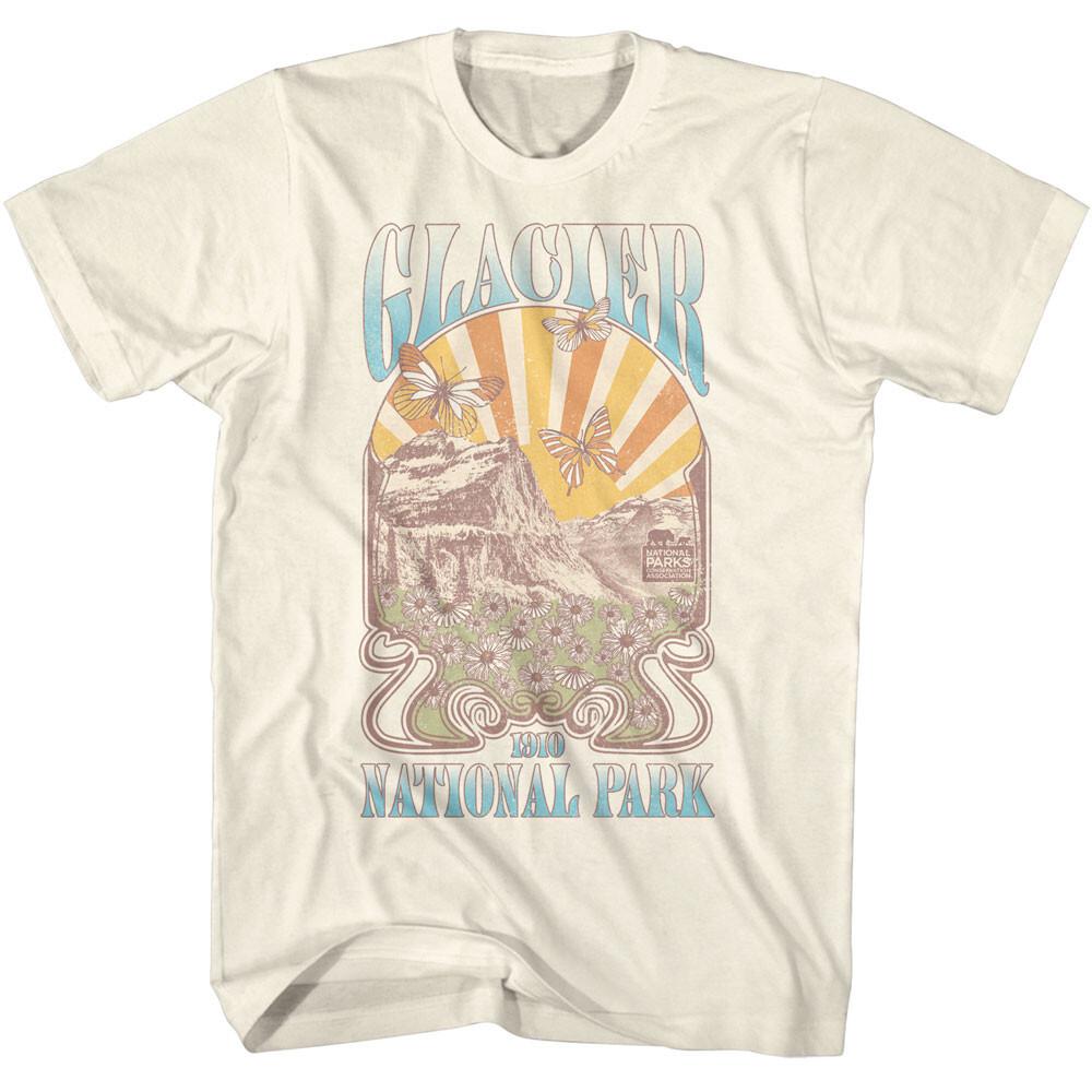 United States 1910 Glacier National Parks Sunflowers Butterflies Men T Shirt S