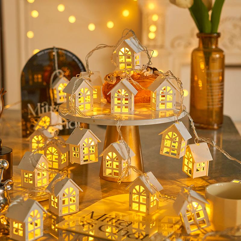 LED String Lights with Wooden Houses for a Girlish Room Decor