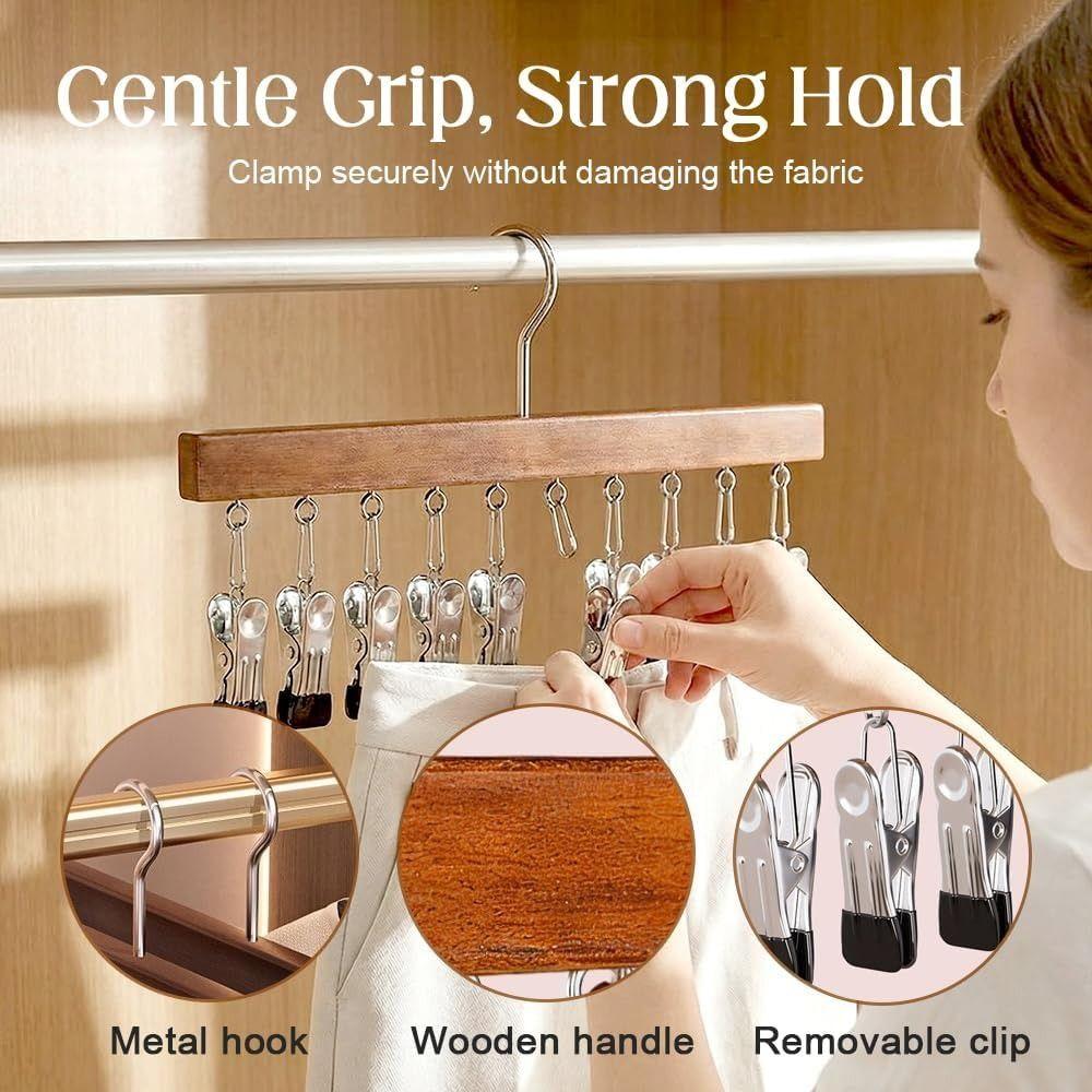 with 10 Clips Closet Organizer 360° Rotating Space Saving Clothes Hanger with 12 Clips Multifunctional Free Grip Hanging Rack