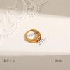 Women's Retro European & American Colorfast Titanium Steel Wide Band Ring with Inlaid Tiger Eye