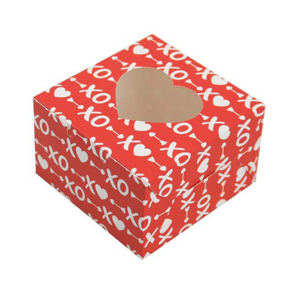 Valentine's Day Treat Box Heart Cardboard Box with Window Valentines Gift Container for Goodie Cookie Candy Party Supply