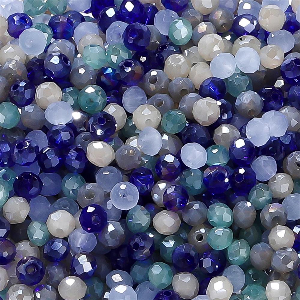 1000pcs 3*4mm Mix Color Rondelle Faceted Glass Beads Loose Spacer Crystal Round Beads for Jewelry Making DIY Necklace Bracelet