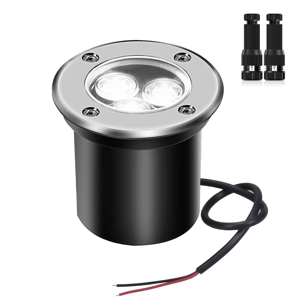 Low Voltage Landscape Lights LED Well Lights 3W 12V-24V in Ground Light Waterproof Floor Driveway Deck Step Outdoor Spot Lights