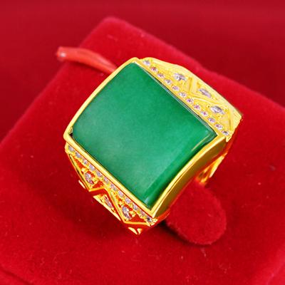 Brass Gold Plated Micro Setting Ring Imitation Gold Men's Open Ring