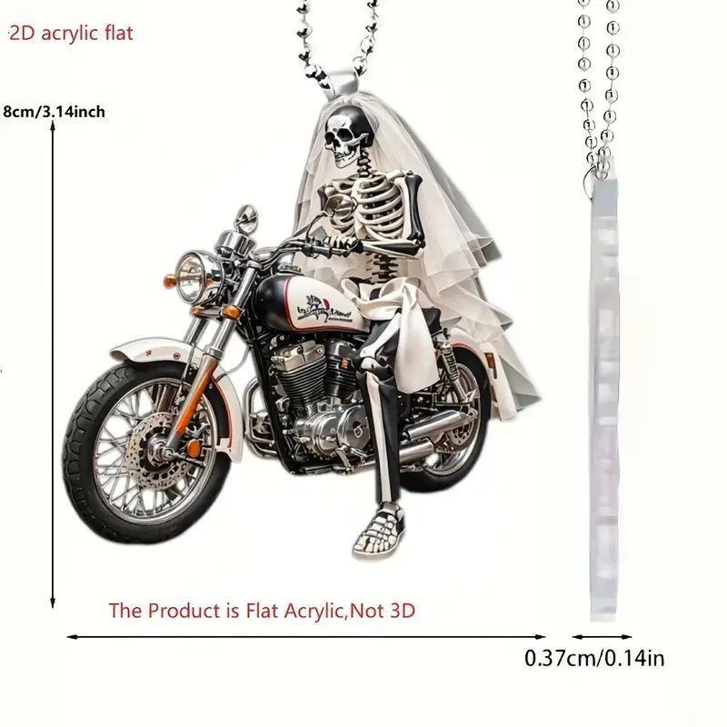 Halloween 2d Acrylic Motorcycle Skeleton Bride Festive Decoration For Interior Car