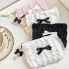 Cute Makeup Bag for Women Korean Style Lace Bow Cosmetic Pouch Large Capacity Travel Toiletry Organizer Zipper Clutch Coin Purse