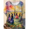 Moda Donna Girocollo Manica Corta Stampa Colore 3D Casual T-shirt Casual a Manica Corta Girocollo