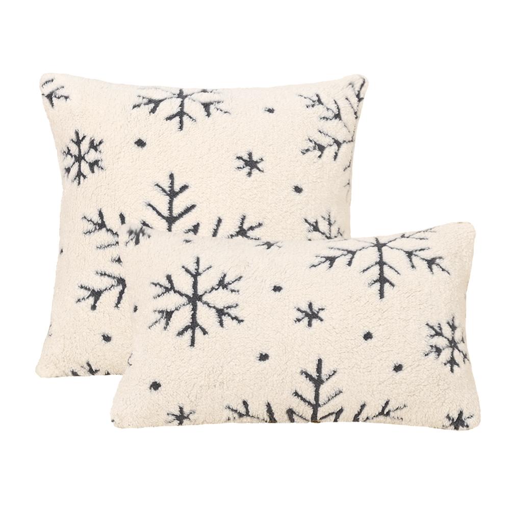 BUYNOW 1PC Plush Snowflake Jacquard Cushion Cover Christmas-themed Soft Minimalist Living Room Sofa Cushion Cover Home Bed Decor