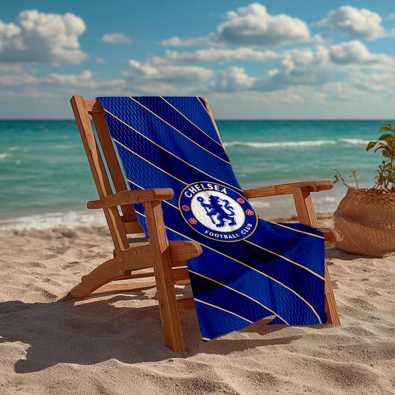 Ultra-Soft Beach Towel with Chelsea Football Club Theme,Ideal for Pool - Camping, Diving - Perfect Travel Essential, Vibrant Beach Towel.