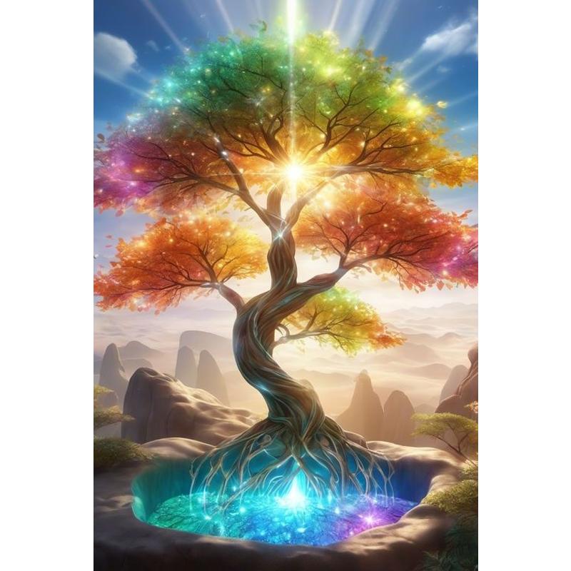 

Round diamond 5D DIY diamond painting sunshine tree embroidery cross stitch mosaic decoration gift 20x30cm
