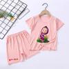 Mashas Bears Pajamas Set Girls Boys Short Sleeve T-shirt Pants Loungewear Summer Thin Nighty Clothing Tee Shorts Breathable Suit