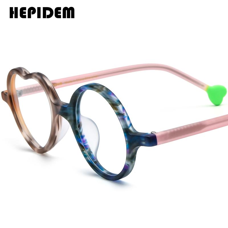FONEX HEPIDEM Acetate Eyeglasses Frame Men New Round Brand Design Glasses Women Retro Vintage Eyewear Japanese Spectacles 9356