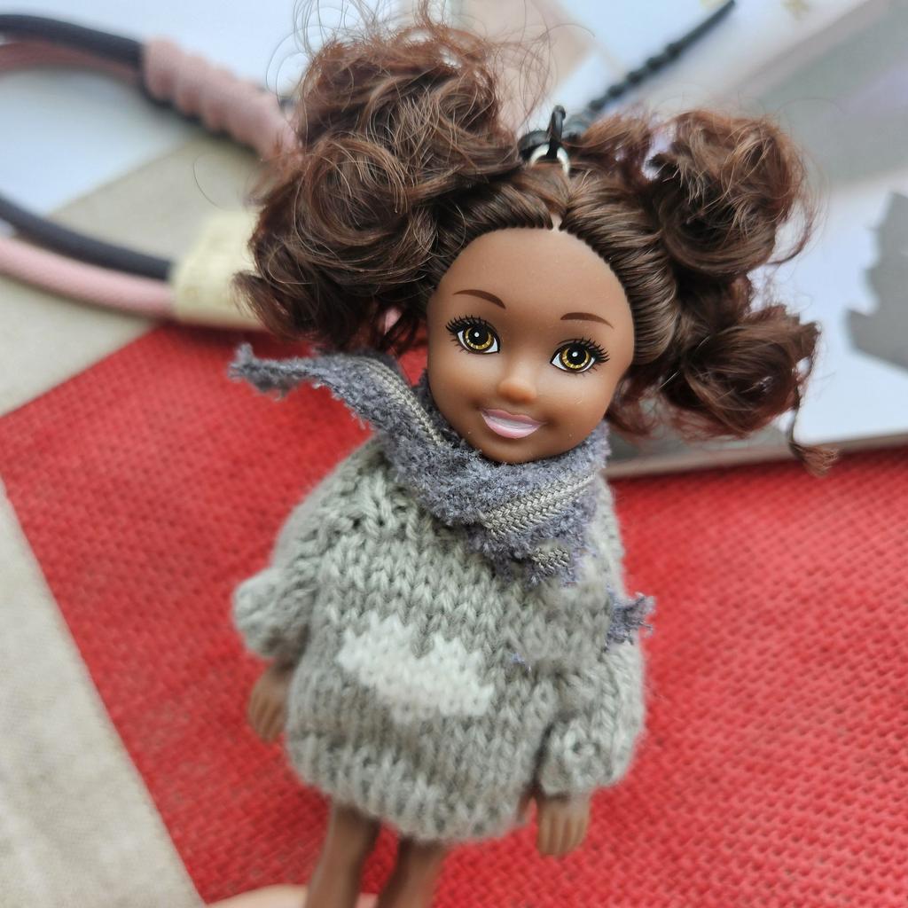 Sweet Cute Black Skin Doll Pendant Hanging Backpack Ornament Diy Change Clothes Bag Charm Car Key Ring Bag Decor Itemation For Doll